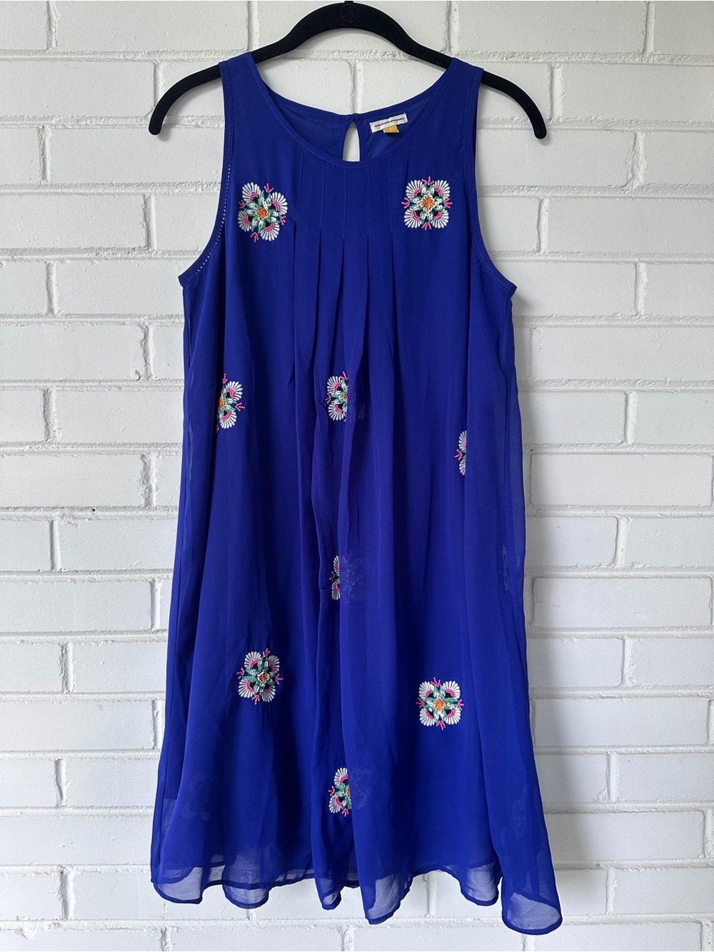 Anthropologie Leifsdottir Amapola Blue Embroidered Swing Mini Dress